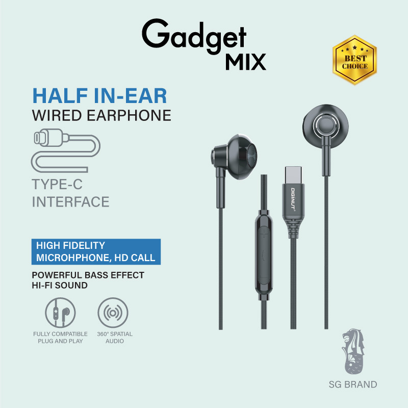 Gadget Mix Diginut E-36C Type-C Wired Earphone Black
