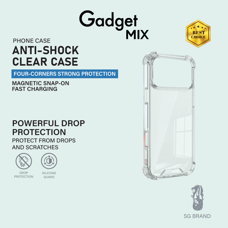 Gadget Mix Diginut iP17 Pro Max Magnetic Rotating Stand/ Hybrid / Skin Feel /Shockproof/Transparent Case Black/Clear