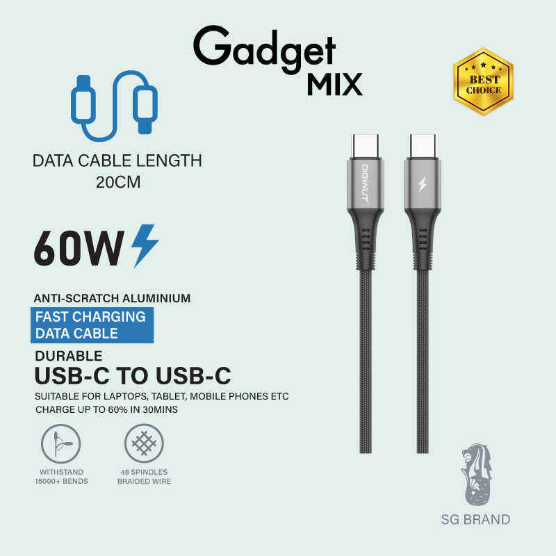 Gadget Mix Diginut BA-1238C USB-A To Type-C /BA-1238R To Micro /BC-1238C/BC-0238C Aluminum Alloy Data Cable 3A 1.2M