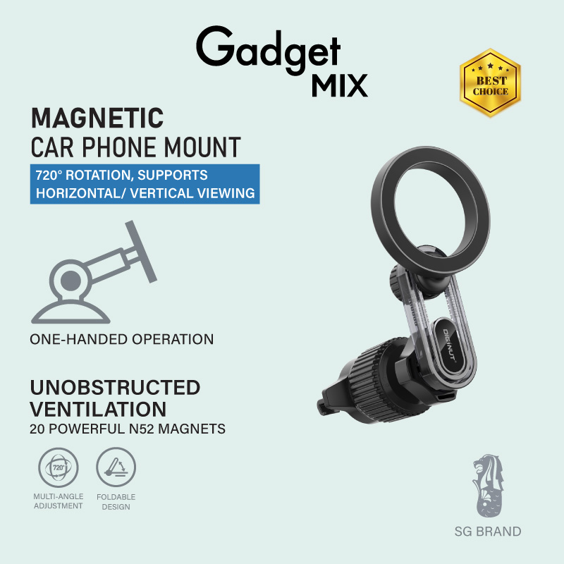 Gadget Mix Diginut CH-33 Magnetic Car Phone Mount Black