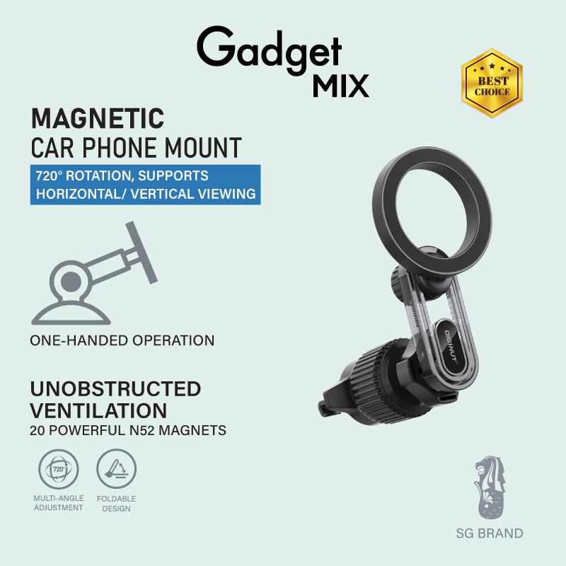 Gadget Mix Diginut CH-33 Magnetic Car Phone Mount Black