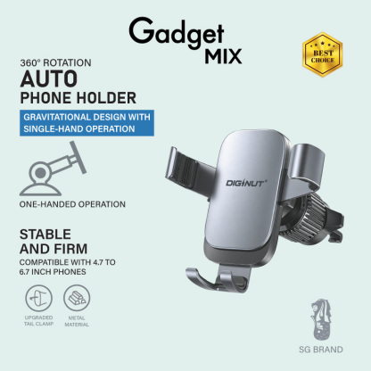 Gadget Mix DIGINUT CH-51 Auto Phone Holder 360° Rotation Gravitational Design for Car, 4.7-6.7 Inch