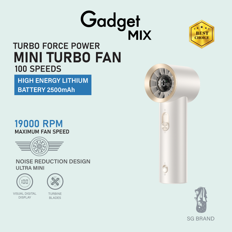 Image 24: Gadget Mix Diginut CL-80 Mini Turbo Handheld Fan Grey