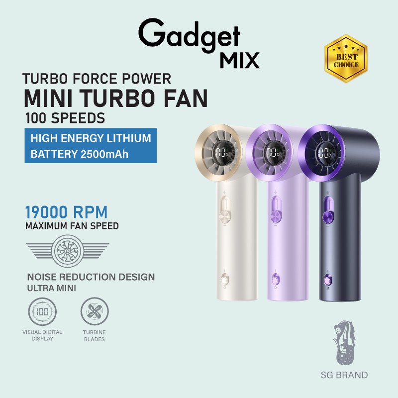 Image 23: Gadget Mix Diginut CL-80 Mini Turbo Handheld Fan Grey