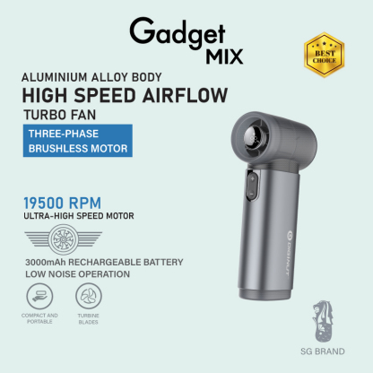 Gadget Mix Diginut CL-83 Metal High-Speed Handheld Fan With Digital Display Grey