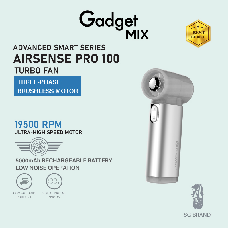 Gadget Mix Diginut CL-83 Metal High-Speed Handheld Fan With Digital Display Grey