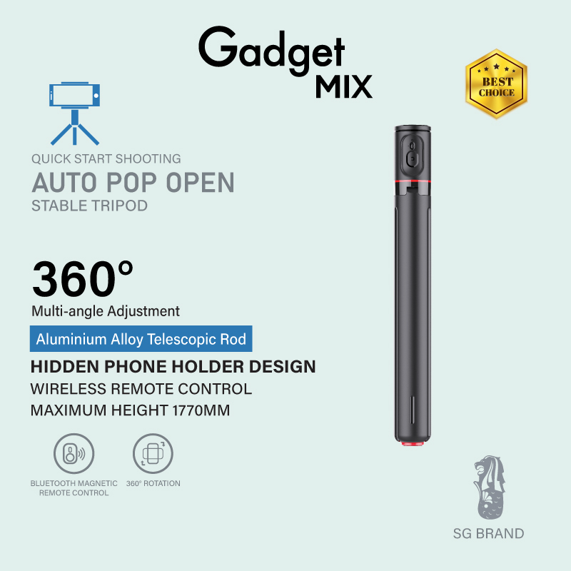 Gadget Mix Diginut DT-15 Automatic Pop-up Selfie Stick Black