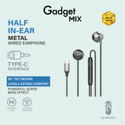 Gadget Mix Diginut E-35 Type-C In-Ear Wired Earbuds Black