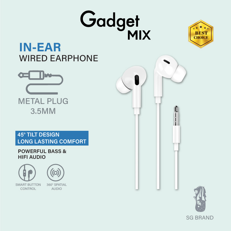 Gadget Mix Diginut E-42 3.5mm/E-42L/E-42C In-Ear Earpiece With Microphone White