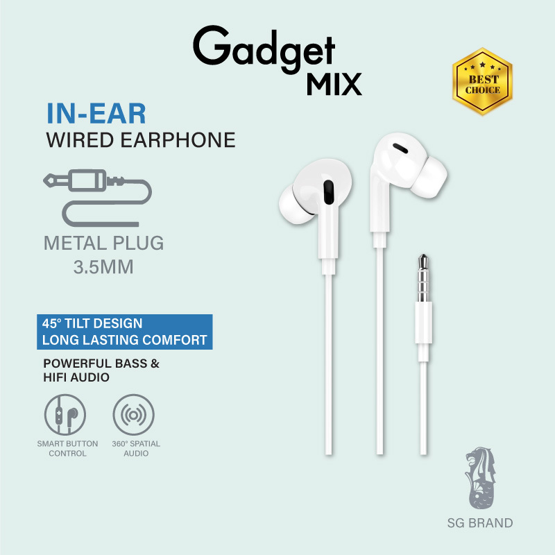 Gadget Mix Diginut E-42 3.5mm/E-42L/E-42C In-Ear Earpiece With Microphone White