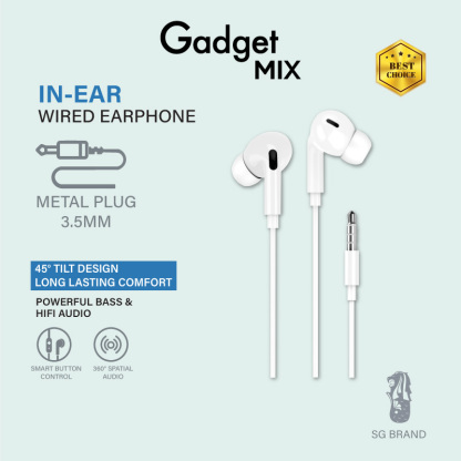 Gadget Mix Diginut E-42 3.5mm/E-42L/E-42C In-Ear Earpiece With Microphone White