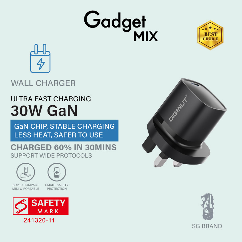 Gadget Mix Diginut RLC-545UK GaN 30W Type-C Wall Charger Black