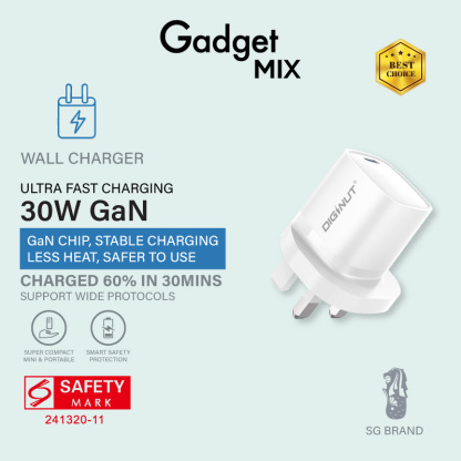 Gadget Mix Diginut RLC-545UK GaN 30W Type-C Wall Charger Black