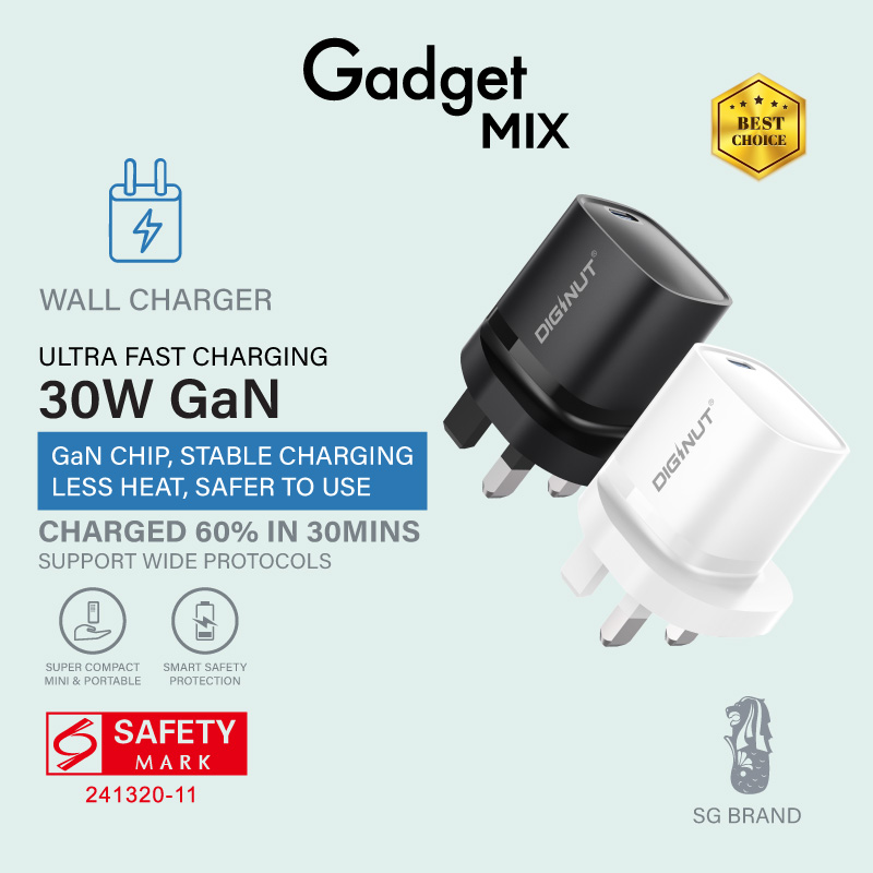 Image 31: Gadget Mix Diginut RLC-545UK GaN 30W Type-C Wall Charger Black