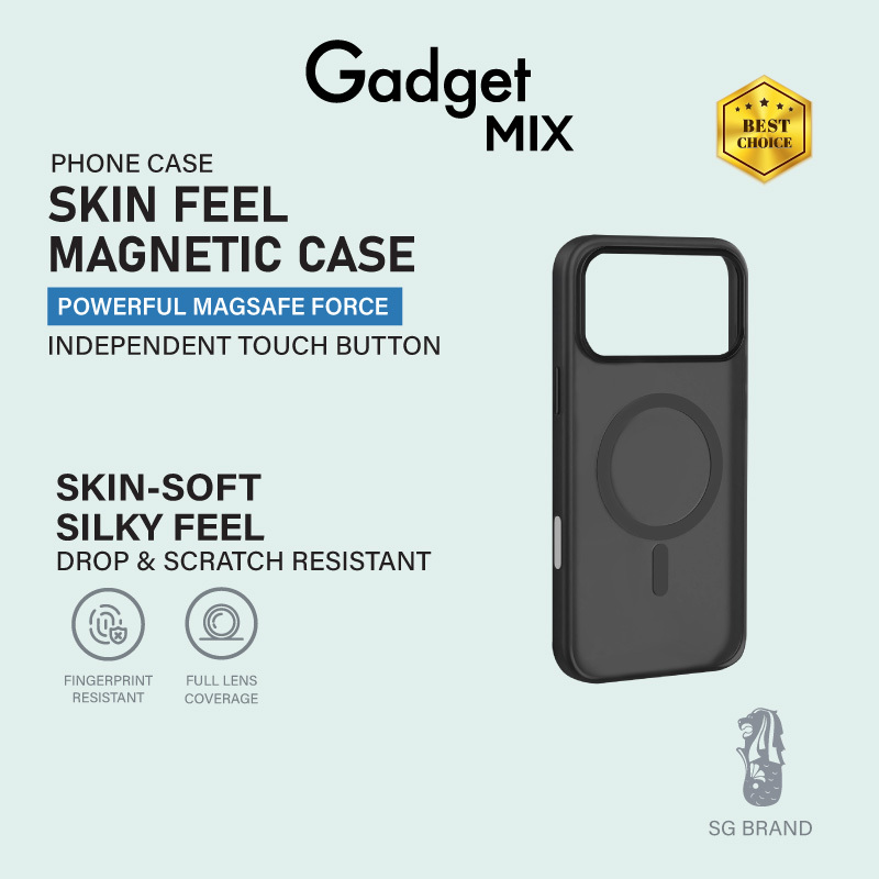Gadget Mix Diginut iP17 Pro Max Magnetic Rotating Stand/ Hybrid / Skin Feel /Shockproof/Transparent Case Black/Clear