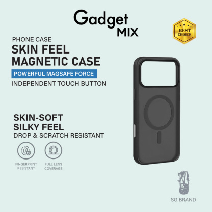 Gadget Mix Diginut iP17 Pro Max Magnetic Rotating Stand/ Hybrid / Skin Feel /Shockproof/Transparent Case Black/Clear