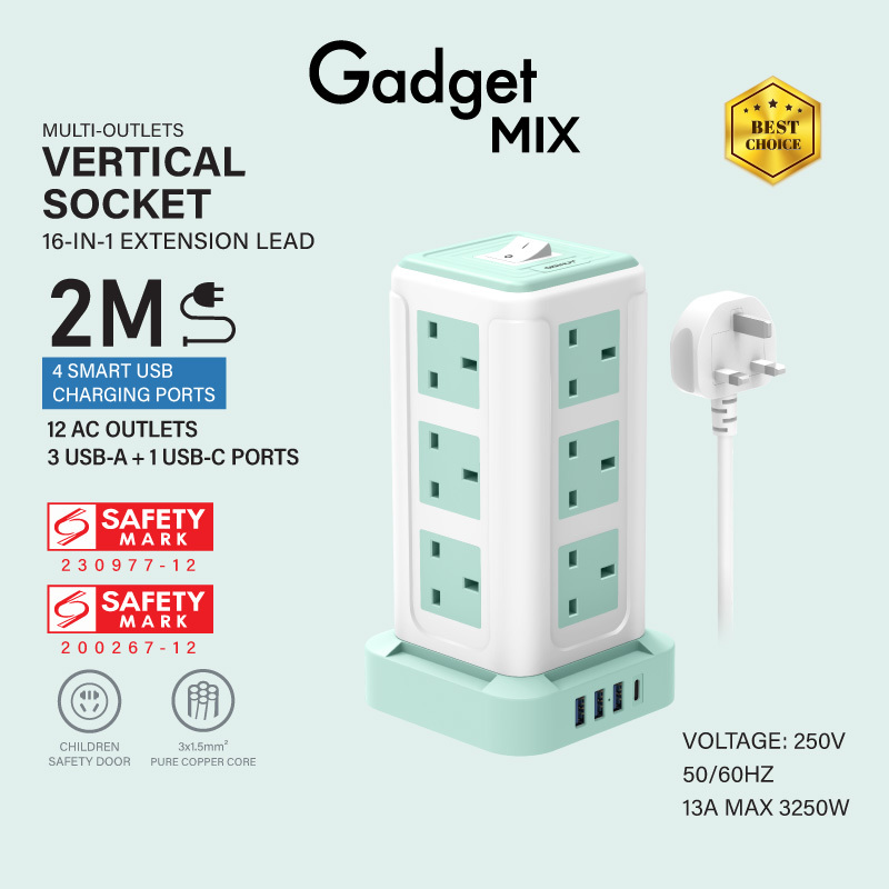 Gadget Mix Diginut TP-VK3U8K Pro 11IN1/TP-VK3U12K Pro 15IN1/TP-VF4U12K Pro 16IN1 Virtical Power Socket