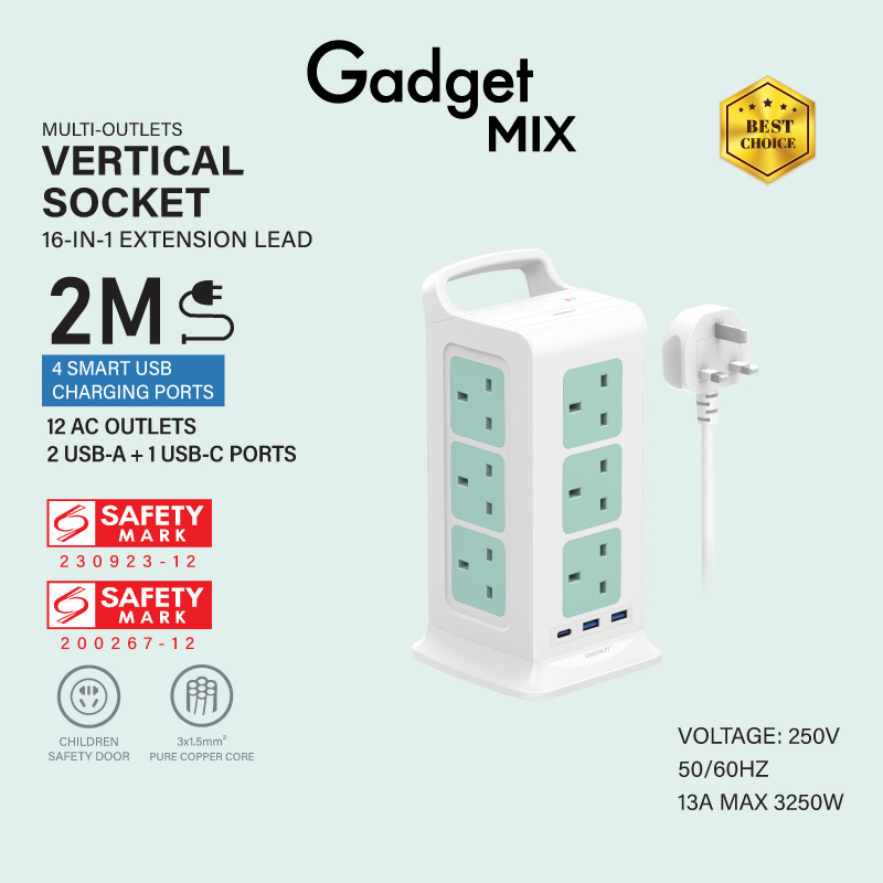 Gadget Mix Diginut TP-VK3U8K Pro 11IN1/TP-VK3U12K Pro 15IN1/TP-VF4U12K Pro 16IN1 Virtical Power Socket