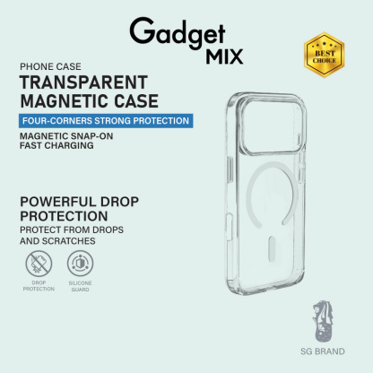 Gadget Mix Diginut iP17 Pro Max Magnetic Rotating Stand/ Hybrid / Skin Feel /Shockproof/Transparent Case Black/Clear