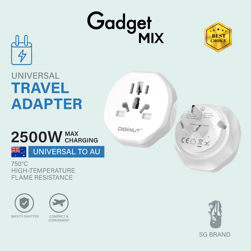 Gadget Mix Diginut UA-20 Universal to UK / UA-21 Universal to US /UA-22 Universal to AU/UA-23 Universal to EU Adapter