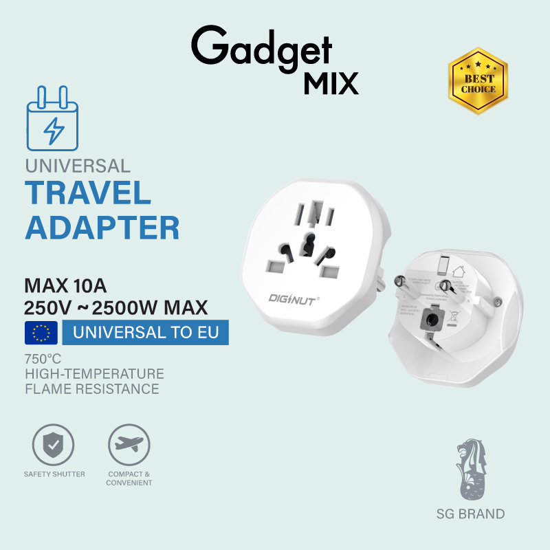Gadget Mix Diginut UA-20 Universal to UK / UA-21 Universal to US /UA-22 Universal to AU/UA-23 Universal to EU Adapter