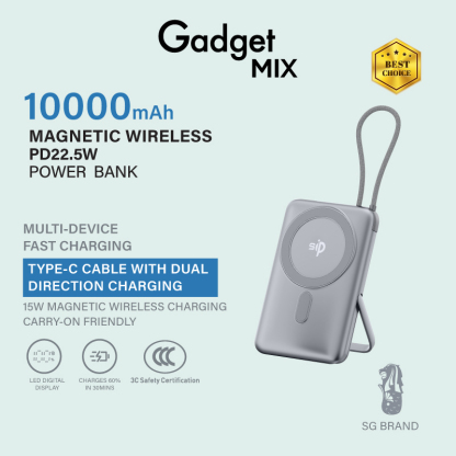 Gadget Mix Diginut W-52 Pro 10000mAh 22.5W Power bank Gray