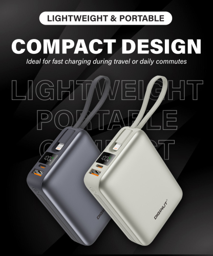 Gadget Mix Diginut P-50 Nano 10000mAh PD20W+22.5W Mini Powerbank With Wire Grey Titanium