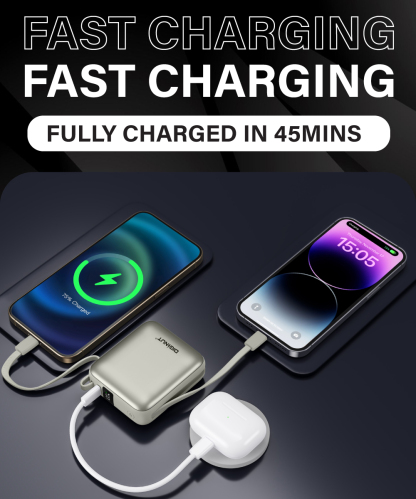 Gadget Mix Diginut P-50 Nano 10000mAh PD20W+22.5W Mini Powerbank With Wire Grey Titanium