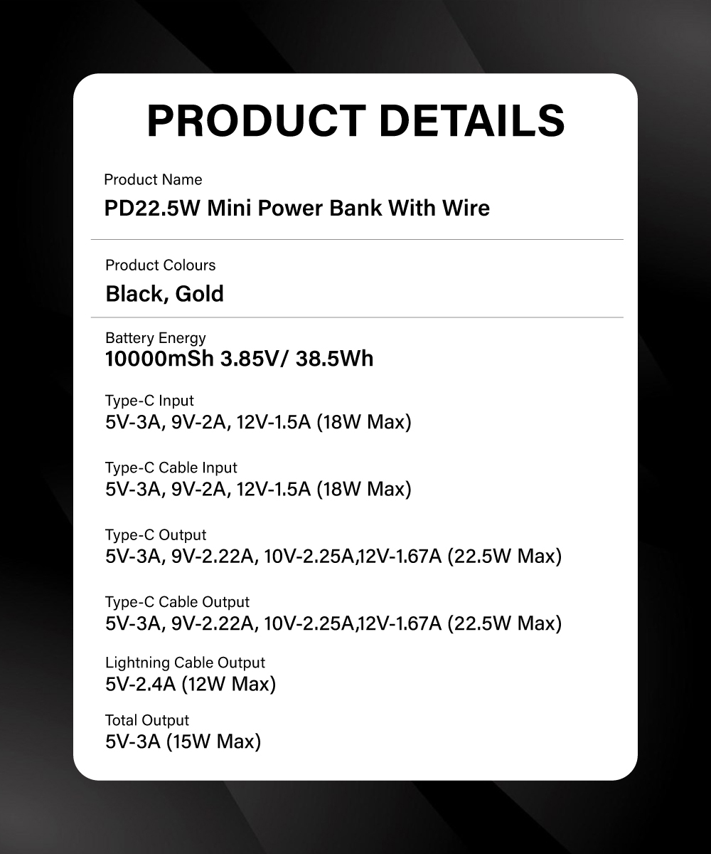 Gadget Mix Diginut P-50 Nano 10000mAh PD20W+22.5W Mini Powerbank With Wire Grey Titanium