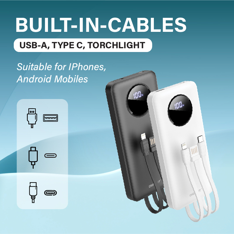 Gadget MIX Diginut PX-10 Powerbank with Cables Black/White 10000mAh fast charging