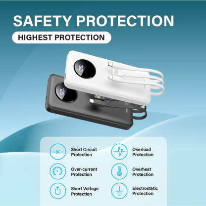 Gadget MIX Diginut PX-10 Powerbank with Cables Black/White 10000mAh fast charging