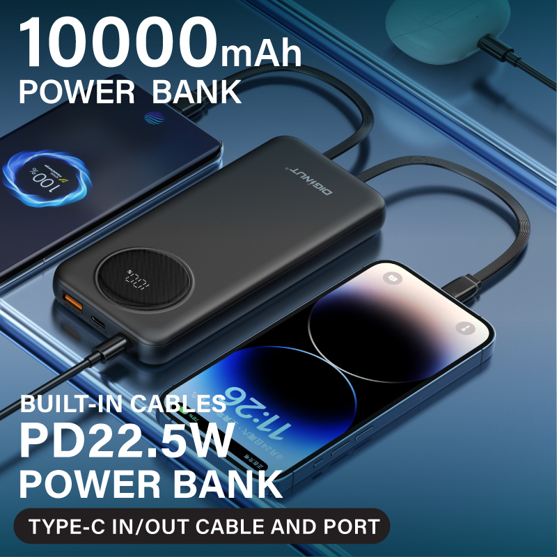 Diginut PX-11 10000mAh PD 20WPower Bank with Cables White