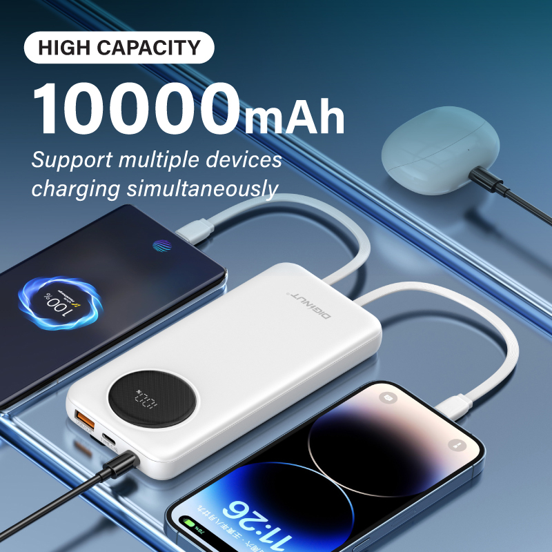 Diginut PX-11 10000mAh PD 20WPower Bank with Cables White