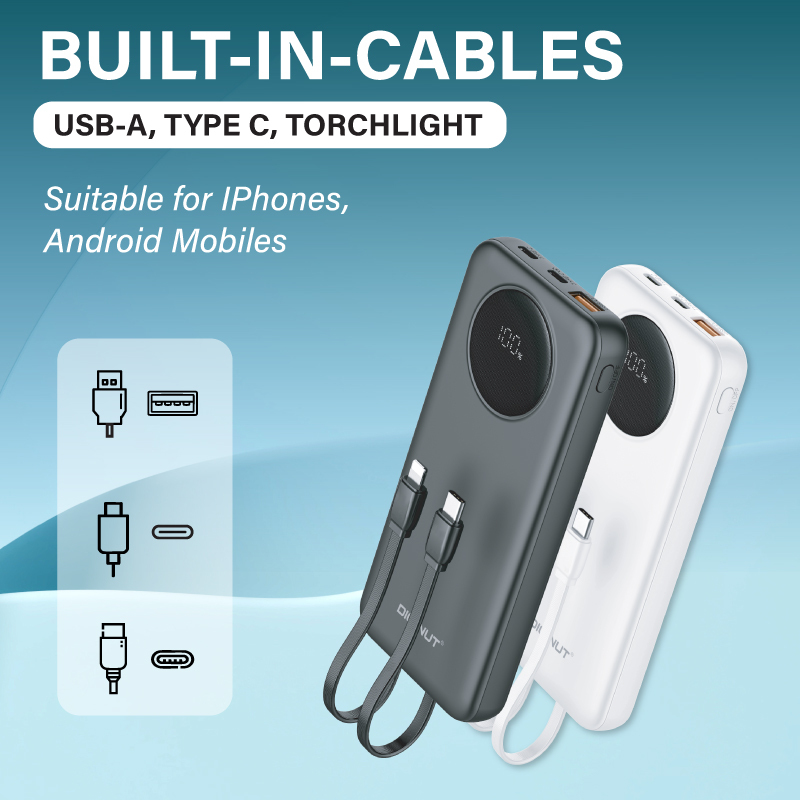 Diginut PX-11 10000mAh PD 20WPower Bank with Cables White