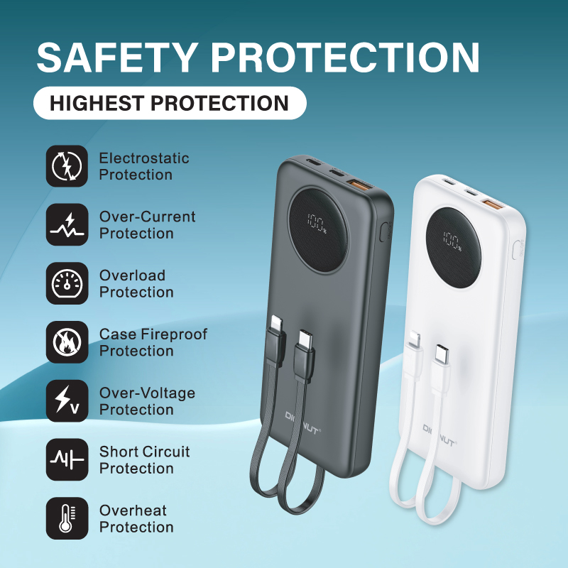 Diginut PX-11 10000mAh PD 20WPower Bank with Cables White