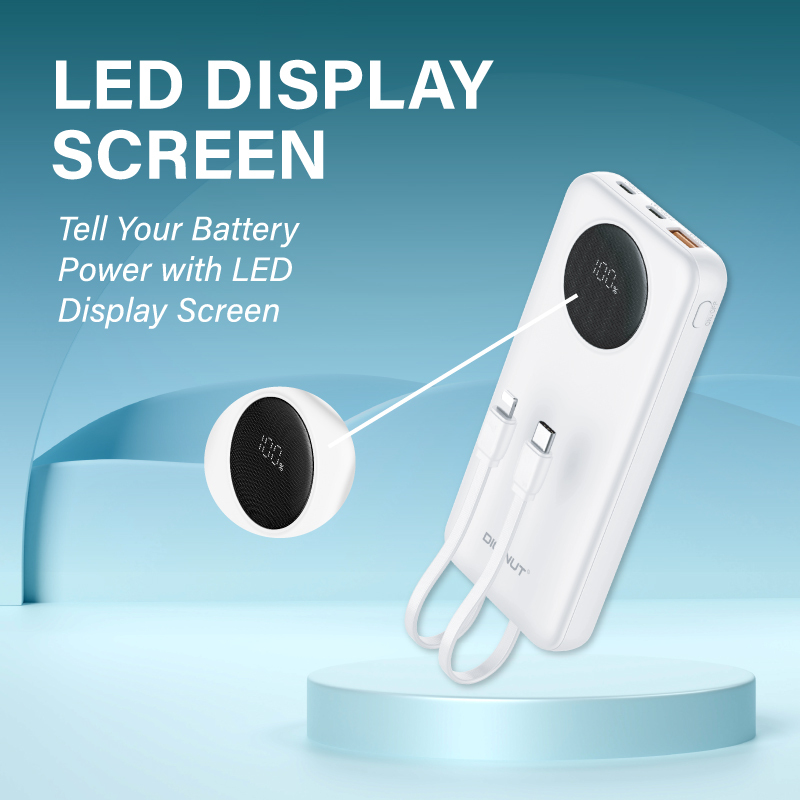 Diginut PX-11 10000mAh PD 20WPower Bank with Cables White