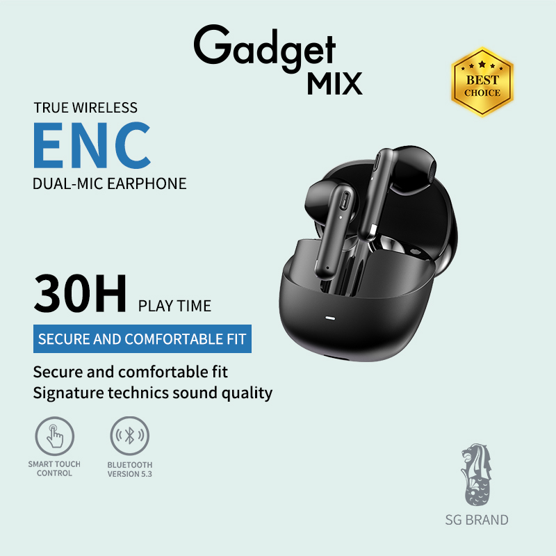 Gadget MIX Diginut T-37 Pro TWS ENC Dual Mic Earbuds Black/White