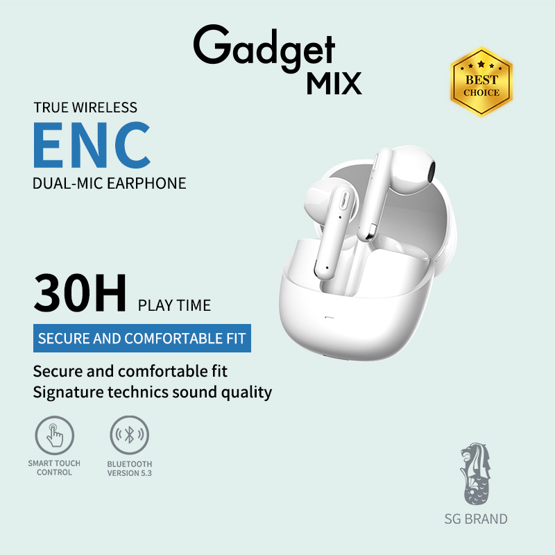 Gadget MIX Diginut T-37 Pro TWS ENC Dual Mic Earbuds Black/White