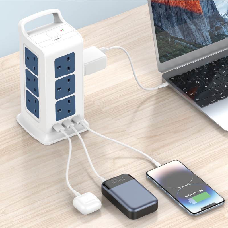 SG The FIRST SAFETY MARK Tower Extension Socke Gadget MIX Diginut TP-VF3U12K 15IN1 Vertical Power Socket/Safety Mark App