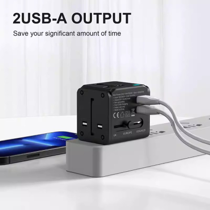 Gadget MIX Diginut TR-05 2 USB-A 2.4A Travel Adapter Black/ Supports More Than 200 Countries