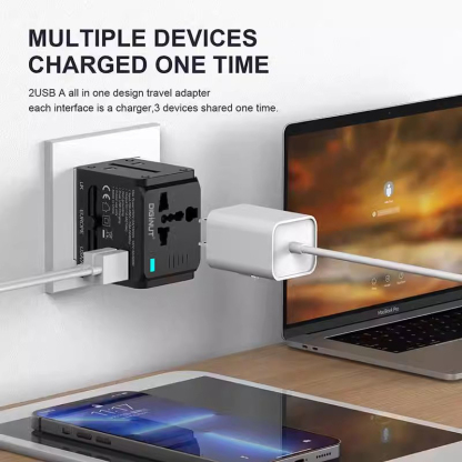 Gadget MIX Diginut TR-05 2 USB-A 2.4A Travel Adapter Black/ Supports More Than 200 Countries