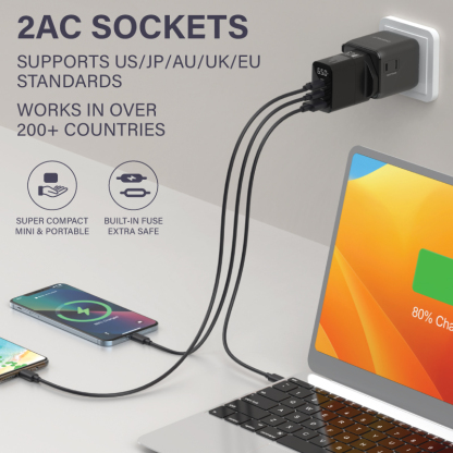 Diginut TR-12 Mini Universal Travel Adapter Black