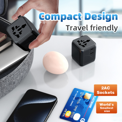 Diginut TR-12 Mini Universal Travel Adapter Black