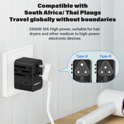 Diginut TR-08 GaN 35W 2USB-A+3USB-C Travel Plug Black