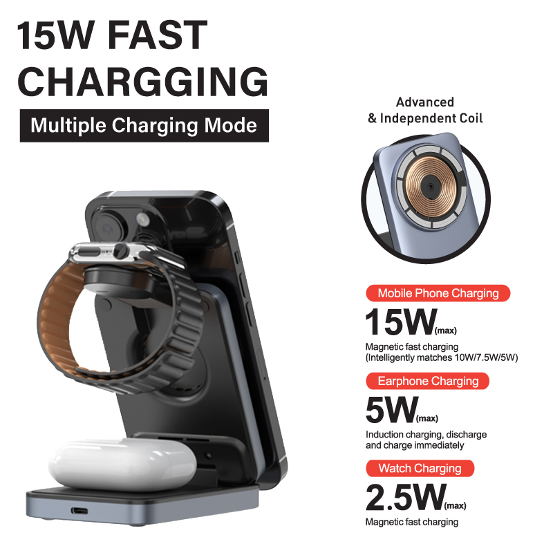 Diginut W-128 3-1N-1 Wireless Charger Grey