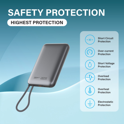 Diginut W-50 Pro 10000mAh Magnetic Wireless Power Bank With Built-in Cable Titanium Grey