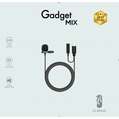 Gadget MIX Portable Clip-on Lapel Microphone with Windscreen for Smartphone/ High-fidelity/3.5+Lightning/Type-C/