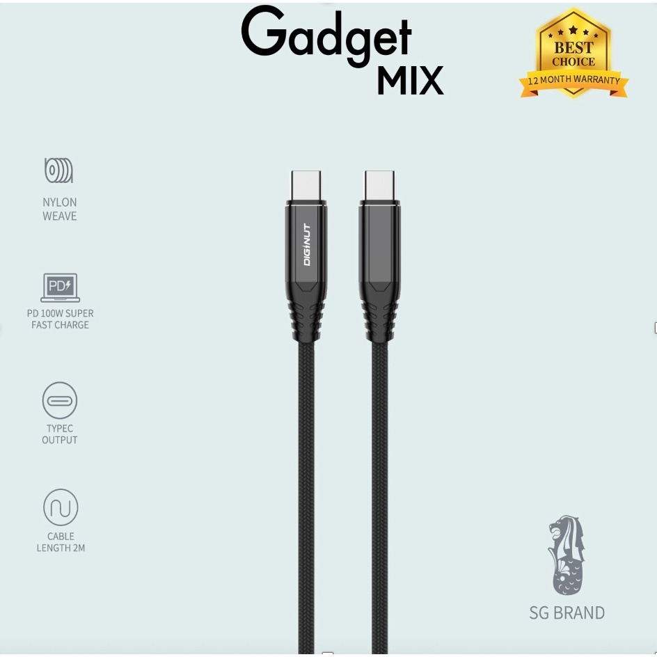Gadget MIX DIGINUT Cable Collection/Fast Charging/Data Transfer/iPhone/Type-C/Micro USB Cable/20CM/1M/1.2M/2M/3M/3A-5.5A