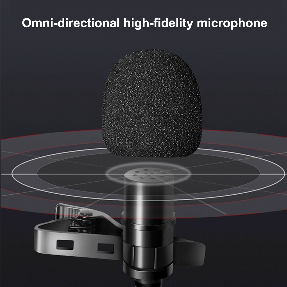 Gadget MIX Portable Clip-on Lapel Microphone with Windscreen for Smartphone/ High-fidelity/3.5+Lightning/Type-C/