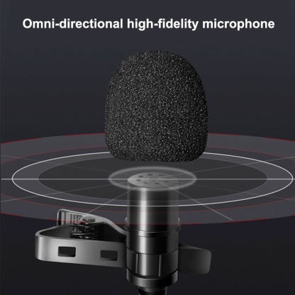 Gadget MIX Portable Clip-on Lapel Microphone with Windscreen for Smartphone/ High-fidelity/3.5+Lightning/Type-C/